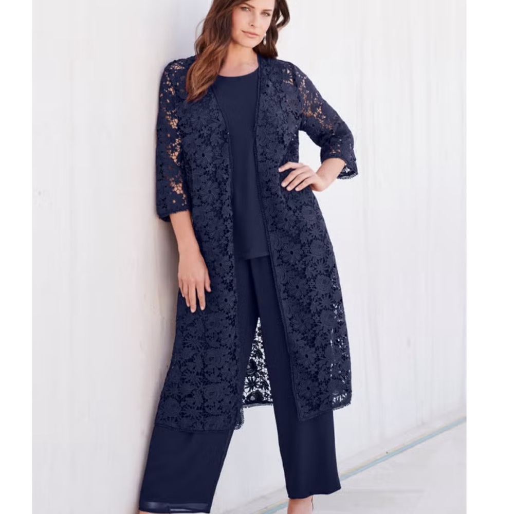 Roaman's Black Lace Floral Top